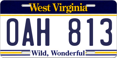 WV license plate OAH813