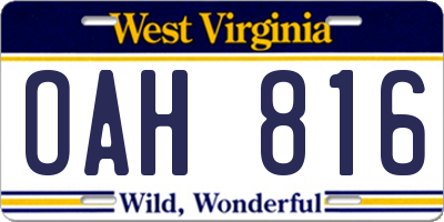 WV license plate OAH816