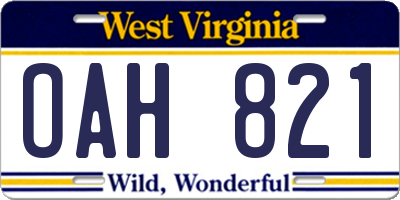 WV license plate OAH821