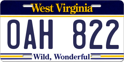 WV license plate OAH822