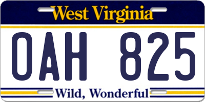 WV license plate OAH825