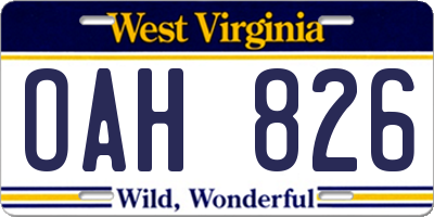 WV license plate OAH826