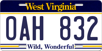 WV license plate OAH832