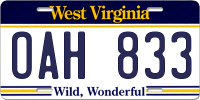 WV license plate OAH833