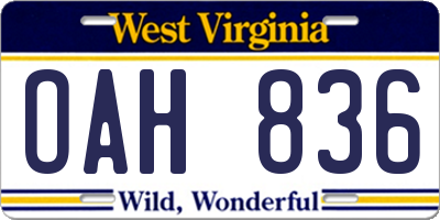 WV license plate OAH836