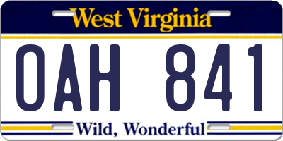 WV license plate OAH841