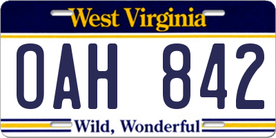 WV license plate OAH842
