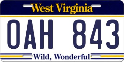 WV license plate OAH843