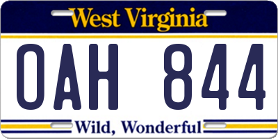 WV license plate OAH844