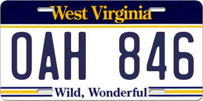 WV license plate OAH846
