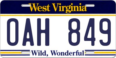 WV license plate OAH849