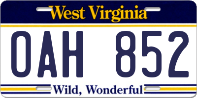WV license plate OAH852
