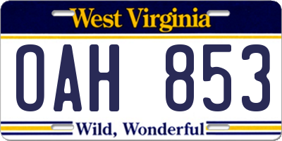 WV license plate OAH853