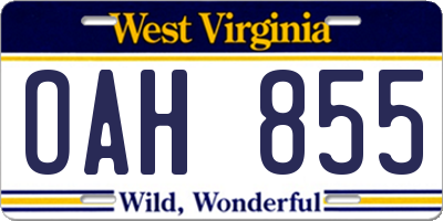 WV license plate OAH855