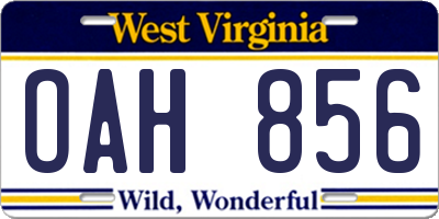 WV license plate OAH856