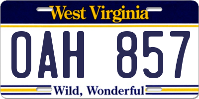 WV license plate OAH857