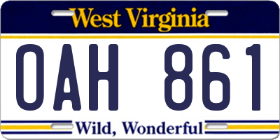 WV license plate OAH861