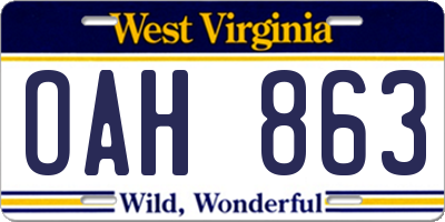 WV license plate OAH863