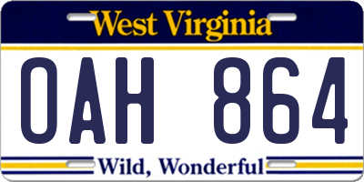WV license plate OAH864