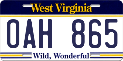 WV license plate OAH865
