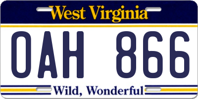 WV license plate OAH866