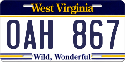 WV license plate OAH867