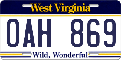 WV license plate OAH869