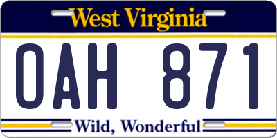 WV license plate OAH871