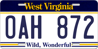 WV license plate OAH872