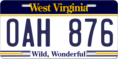 WV license plate OAH876