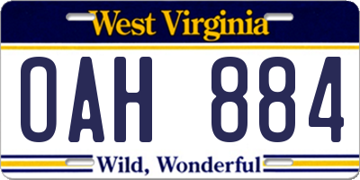 WV license plate OAH884