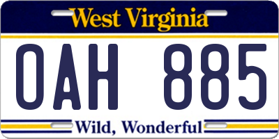 WV license plate OAH885