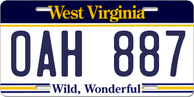 WV license plate OAH887