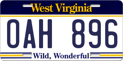 WV license plate OAH896
