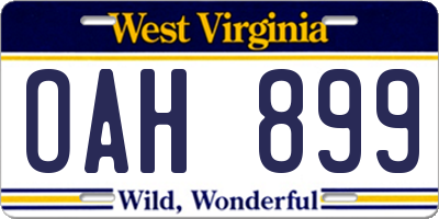 WV license plate OAH899