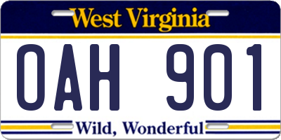 WV license plate OAH901