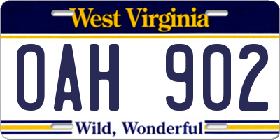 WV license plate OAH902