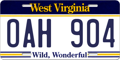 WV license plate OAH904