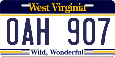 WV license plate OAH907