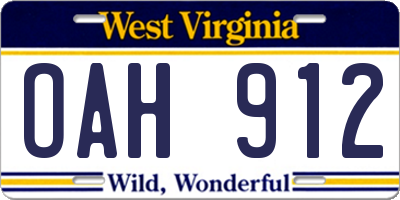 WV license plate OAH912