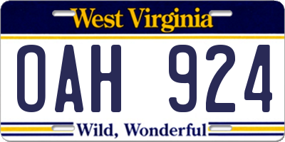 WV license plate OAH924