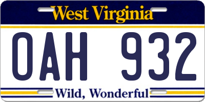 WV license plate OAH932
