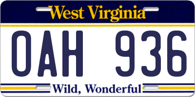 WV license plate OAH936