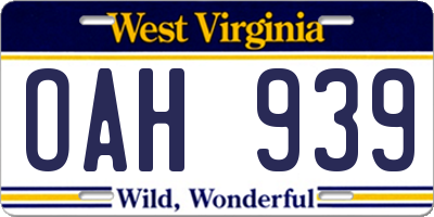 WV license plate OAH939