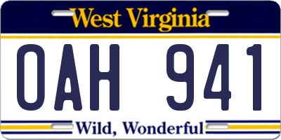 WV license plate OAH941