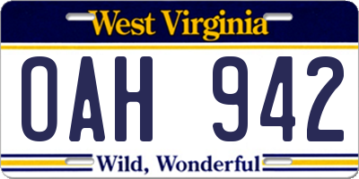WV license plate OAH942