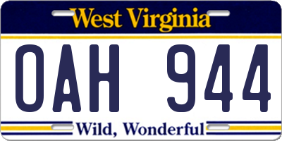 WV license plate OAH944