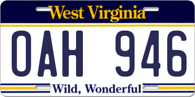 WV license plate OAH946