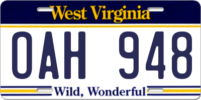 WV license plate OAH948