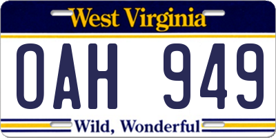 WV license plate OAH949